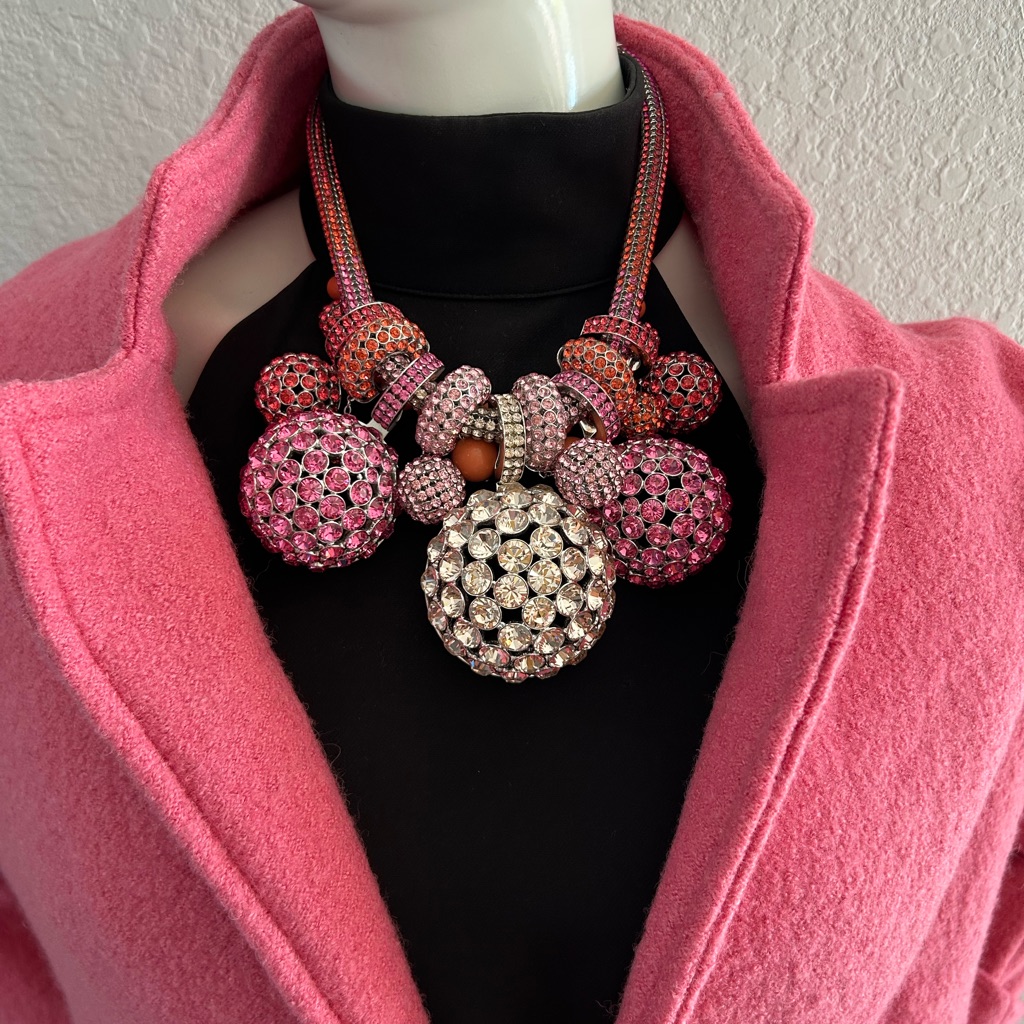 Very Rare Runway Piece By Atelier Swarovski Pink And Silver Crystal Necklace